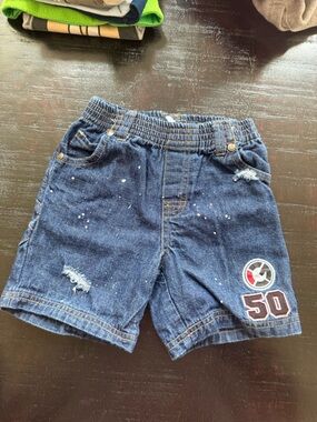 Kids Dark Blue Denim Shorts with Number 50 Patch